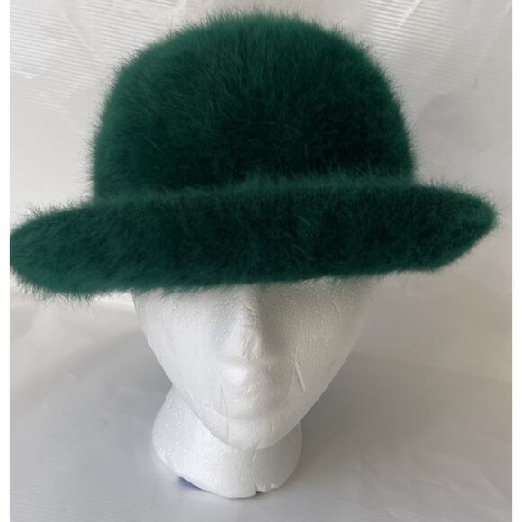 Kangol Vintage Angora Green Fuzzy Ribbon Bow Hat Furgora Linda UK - Picture 1 of 6